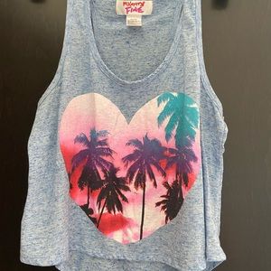 Palm tree heart high low crop top